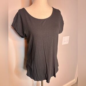 Sz S Bobeau short sleeve linen blend great too keyhole crew neck